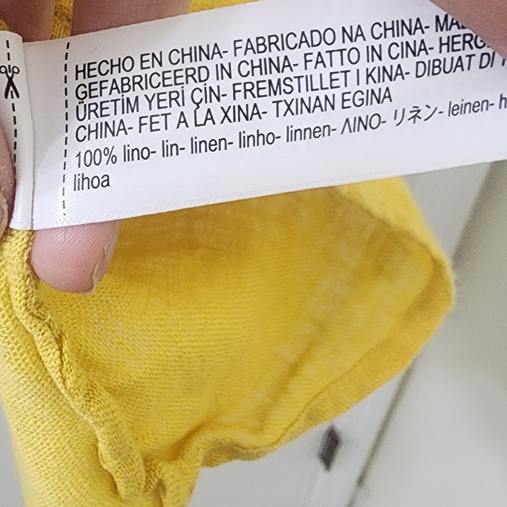 Massimo Dutti Yellow V-Neck Women's Top, Size Medium,‎ Linen. - Picture 9 of 10